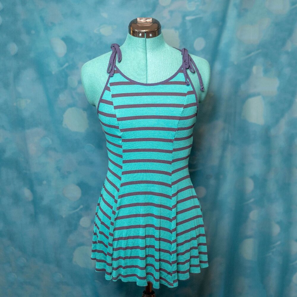 CLEARANCE BDG Teal & Blue Striped Knit Mini Dress Size S/P Petite
